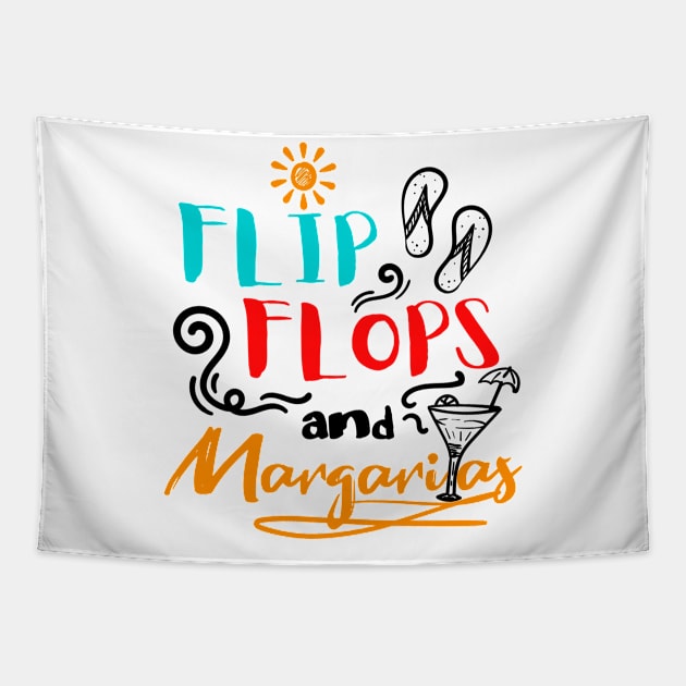 Flip Flops and Margaritas Beach Summer Vacations Tapestry by Teeziner