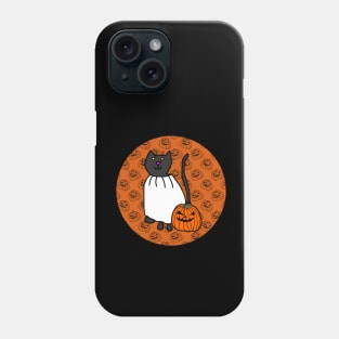 Halloween Horror Cat Orange Round Phone Case