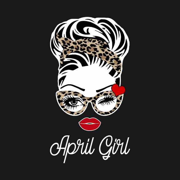 Womens April Girl Wink Eye Woman Face Bandana Leopard Was Born In April by gussiemc