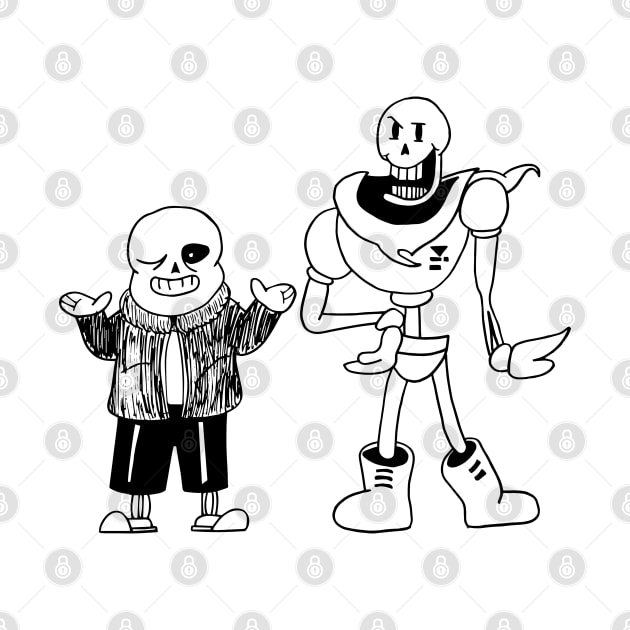 Sans and Papyrus Undertale Simple Black and White Design by Irla