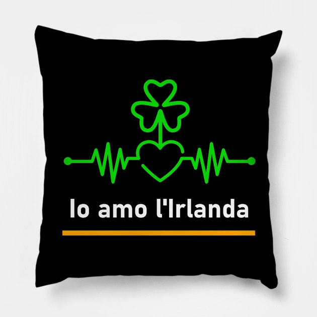 I love Ireland Irish Shamrock Heartbeat - Italian Pillow by Ireland