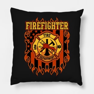 Fire Department Fire Badge and Flag Pillow