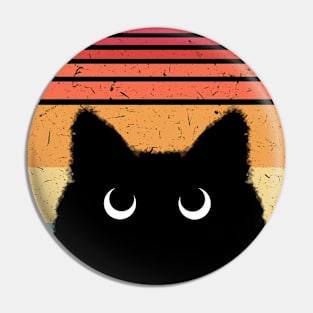 Cute BLack Cat Face Vintage Style Pin