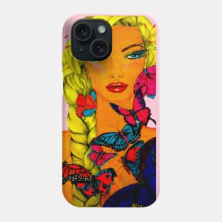 Blond_Girl_Butterfly_2 Phone Case