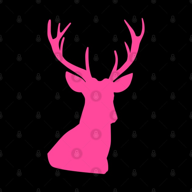 Deer Head Silhouette Skull Hot Pink Color by Pattern Plans