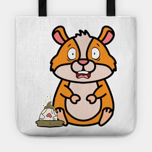 Funny hamster steps on a dirty diaper Tote