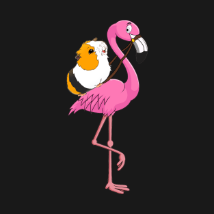 Guinea Pig Rider Flamingo Funny T-Shirt