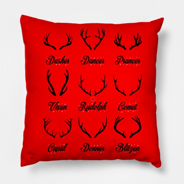 Santa's Reindeer Antlers Pillow by kevfla