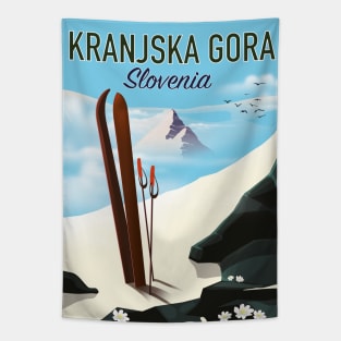 Kranjska Gora Slovenia ski poster Tapestry