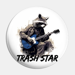 Raccoon Trash Star Playing The Electric Guitar Pin