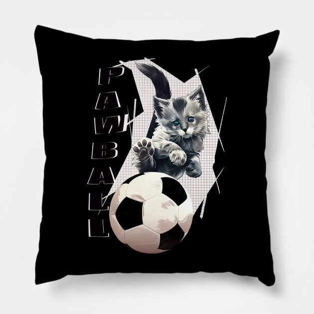 Pawball, cat football Pillow by NemfisArt