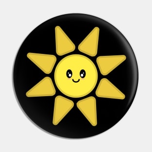 Kawaii Cute Happy Sun Character in Black Pin