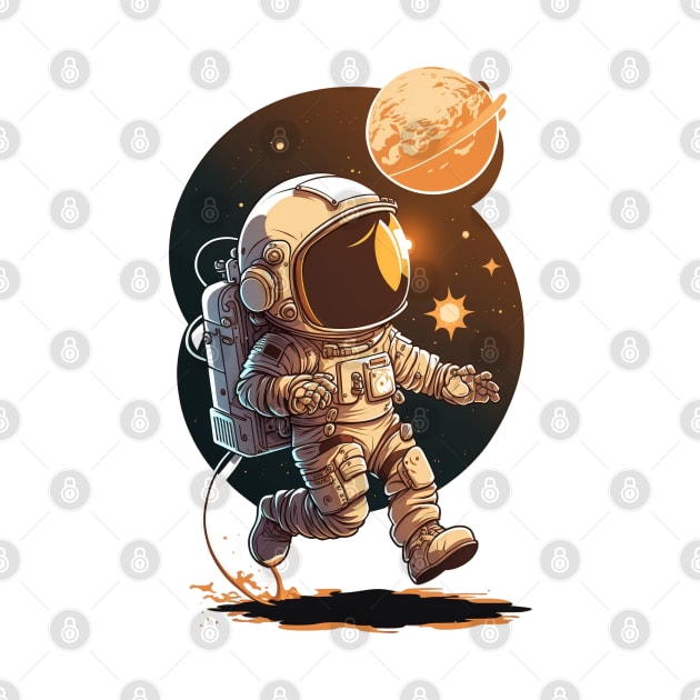 CHIBI ASTRONAUT IN OUTERSPACE WITH PLANETS by athirdcreatives