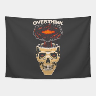 Overthink Overthinking Funny Sarcastic Skull Mind Anxiety Tapestry