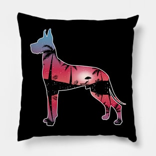 Great Dane Beautiful Sunset Beach Palm Tree Pillow