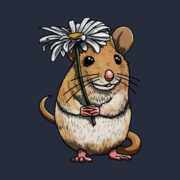 Mousie and Flower White by Veya Art