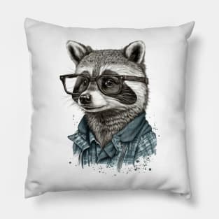 A raccoon with glasses Pillow