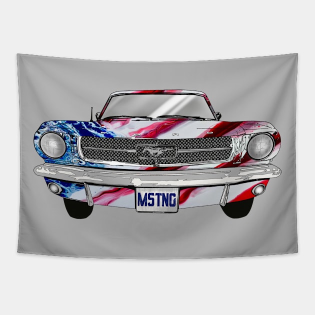 Ford Mustang with American Flag Bodywork Tapestry by Artist Rob Fuller