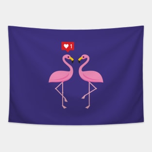 Cute Pink Flamingo Like Heart Pastel Tapestry