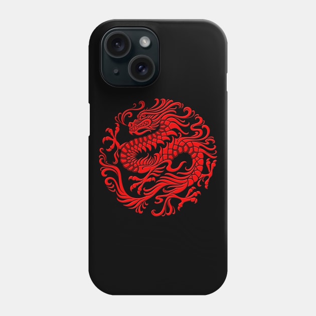 Traditional Red Chinese Dragon Circle Phone Case by jeffbartels