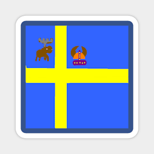 Sporty Swedish on Blue Background Magnet