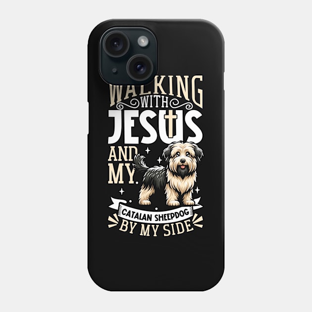 Jesus and dog - Gos d’Atura Català Phone Case by Modern Medieval Design