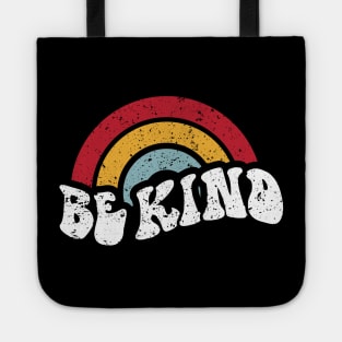 Be Kind Vintage Rainbow Peace Hippie Tote