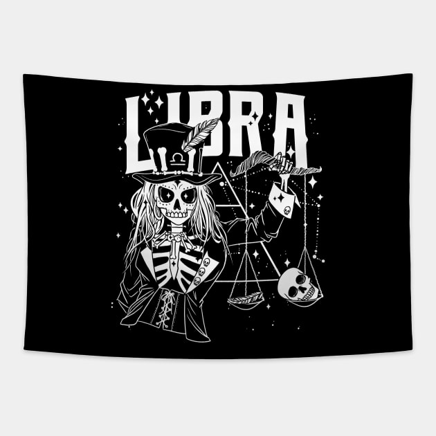 LIBRA Love Music Witch Shirt Skull constellation Tapestry by Juandamurai