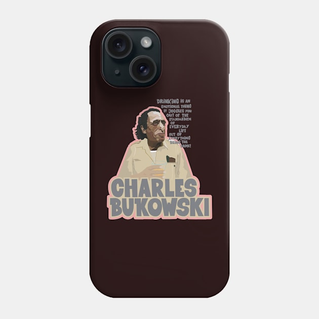 Charles Bukowski Portrait: Embracing the Subversive Spirit of Critical Thinking and Whiskey Phone Case by Boogosh