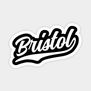 Bristol Cursive White Vintage Athletic Script Magnet