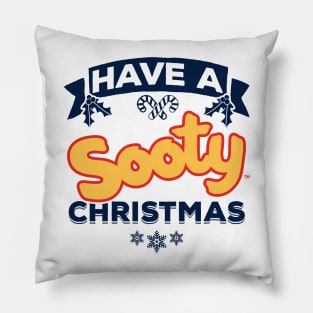 Sooty Christmas Have A Sooty Christmas Blue Banner Pillow