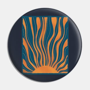 Orange Sun And Blue Sky Design Pin