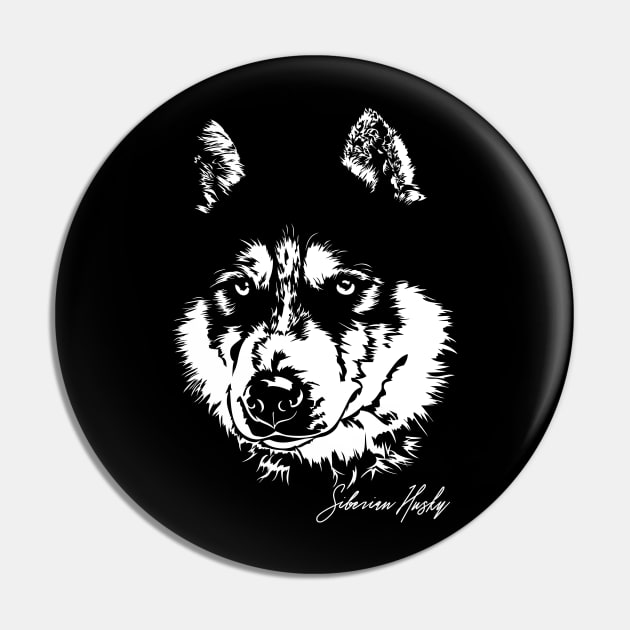 Siberian Husky sled dog portrait Pin by wilsigns