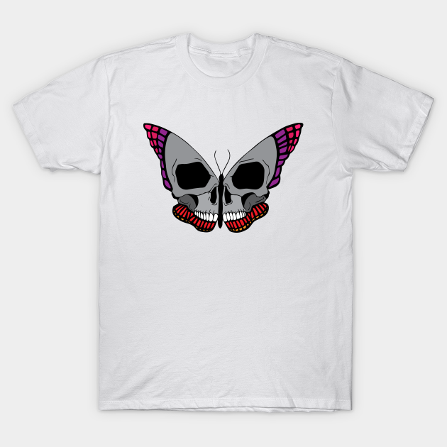 skull, Human head, scary butterfly art 