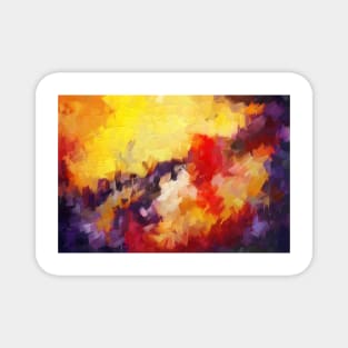 Abstract impressionist red yellow purple Magnet