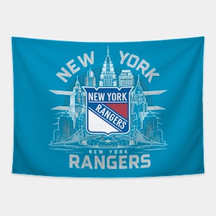 New York Rangers logo in a dramatic movie poster-style illustration Tapestry