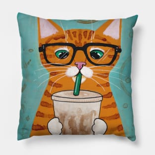 Ginger Tabby With Iced Coffee Pillow