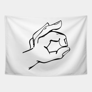 Cartoon Hand OK Symbol Tapestry