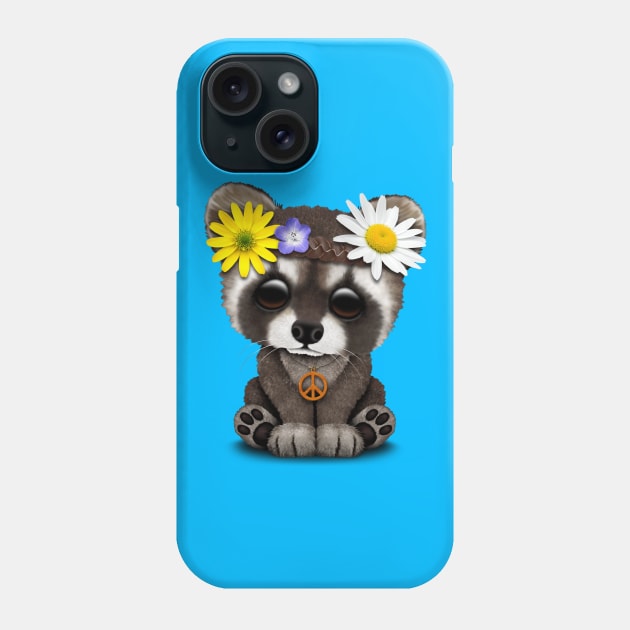 Cute Baby Raccoon Hippie Phone Case by jeffbartels