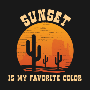 Sunset is My Favorite Color Desert Saguaro Cactus T-Shirt