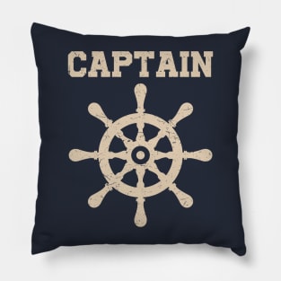 Captain Vintage Ship Steer Sailor Enthusiast Gift Pillow