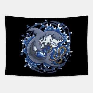 Shark with anchor Tapestry