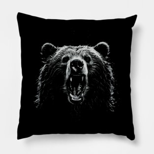 Grizzly Bear Roaring Pillow