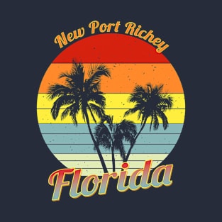 New Port Richey Florida Retro Tropical Palm Trees Vacation T-Shirt