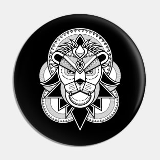 Lion head with crown illustration graphic Pin