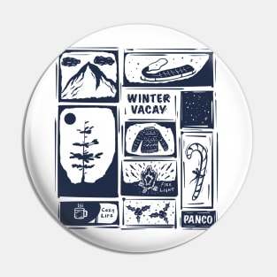 Vacation Cozy Winter Block Print Aesthetic Pin