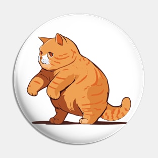 Orange Cat Exercising Design Pin