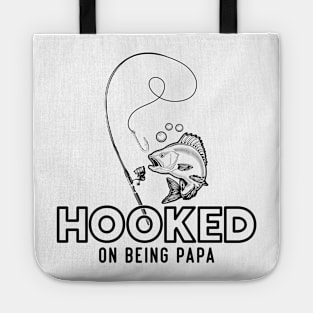 Mens Fishing Shirt for Grandpa Hooked on Being a PAPA Fish Tee Tote