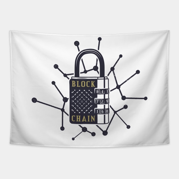 Blockchain Padlock Tapestry by CryptoTextile