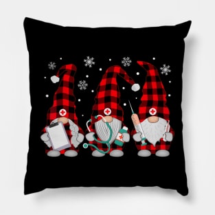 Nurse Christmas Gnome Cute Xmas Red Plaid Nurses Pillow